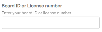 Board ID or License number field